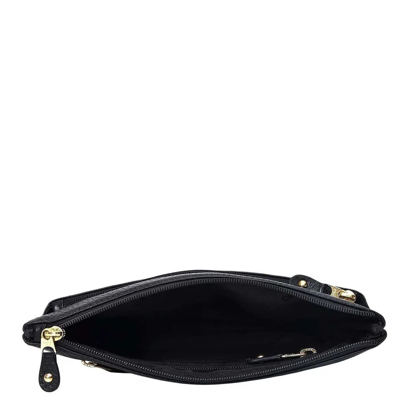 Da Milano Black Wax Leather Multi Pouch - Black  | Best Price UAE
